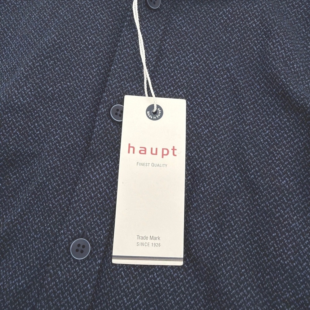 Haupt Shirt Mens M Navy Blue Modern Tailored Fit Textured Casual Long Sleeve NEW - Picture 6 of 11